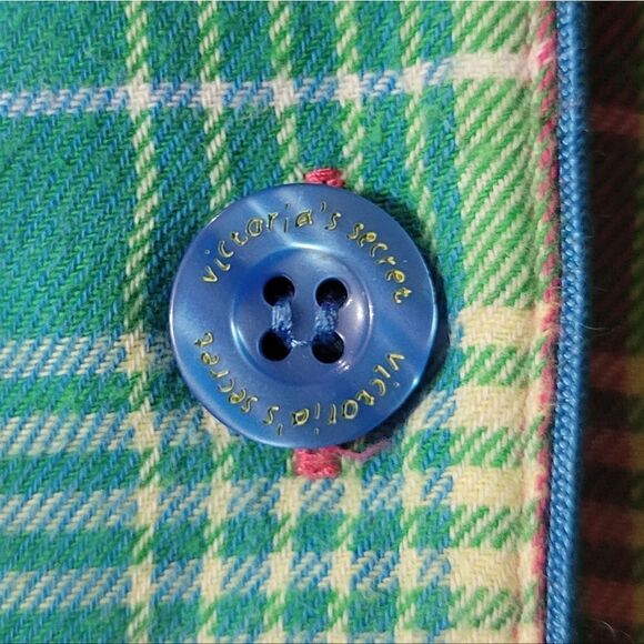 Victoria's Secret Rainbow Stripe Plaid Button-Down Pink Long Sleeve Shirt - Picture 11 of 16